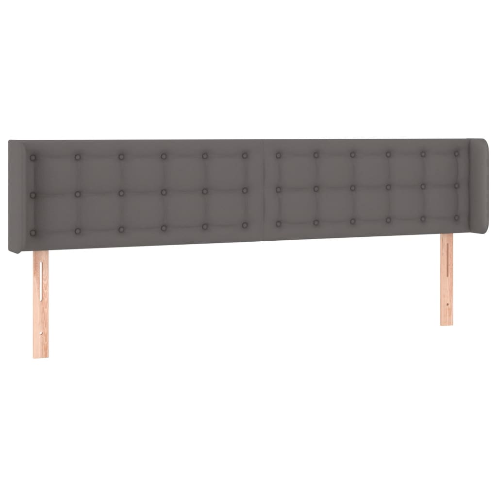 Hoofdbord met randen 203x16x78/88 cm kunstleer grijs is nu te koop bij PeponiXL, paradijselijk wonen!