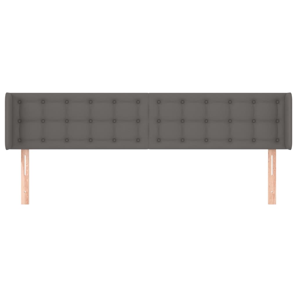 Hoofdbord met randen 203x16x78/88 cm kunstleer grijs is nu te koop bij PeponiXL, paradijselijk wonen!