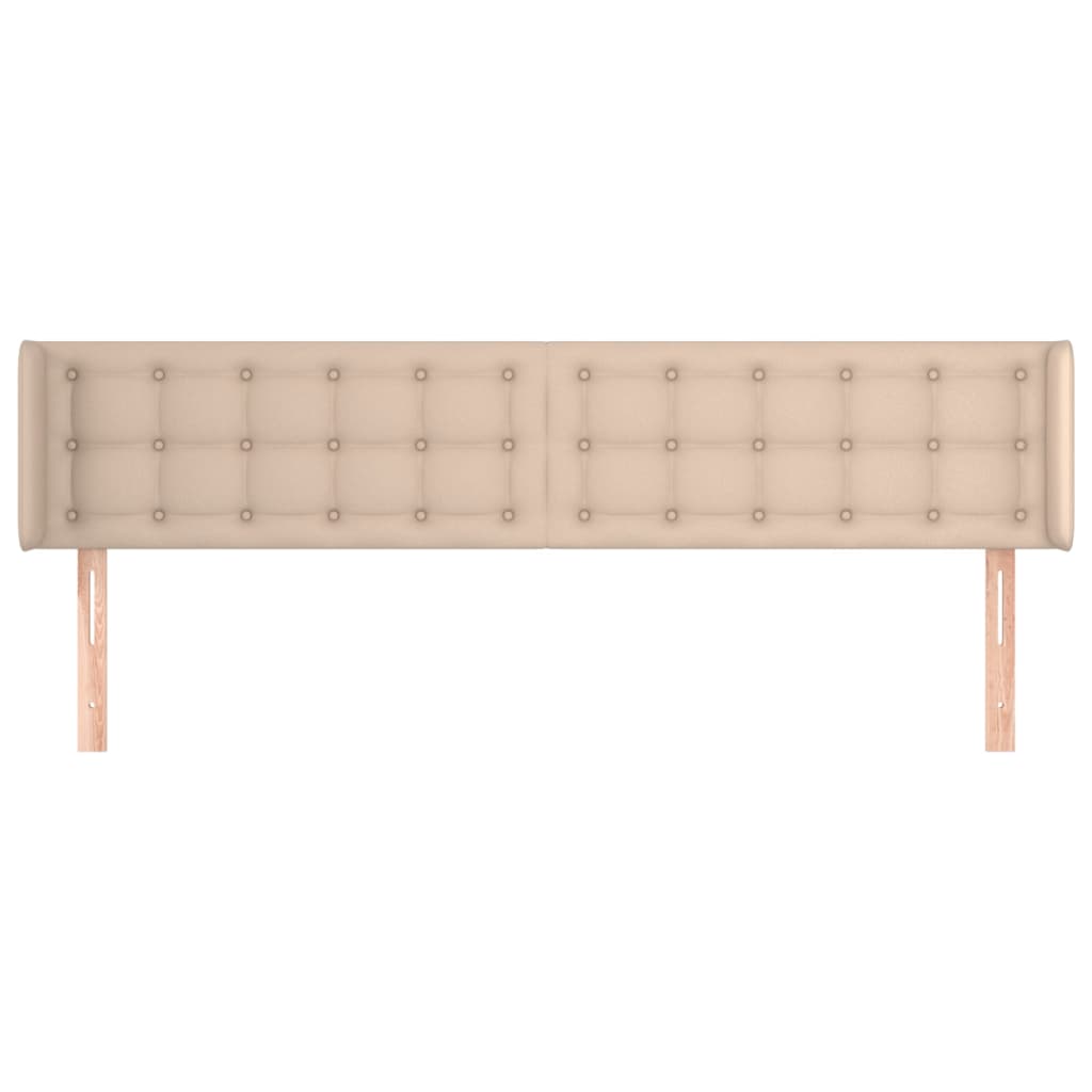 Hoofdbord met randen 203x16x78/88 cm kunstleer cappuccinokleur is nu te koop bij PeponiXL, paradijselijk wonen!