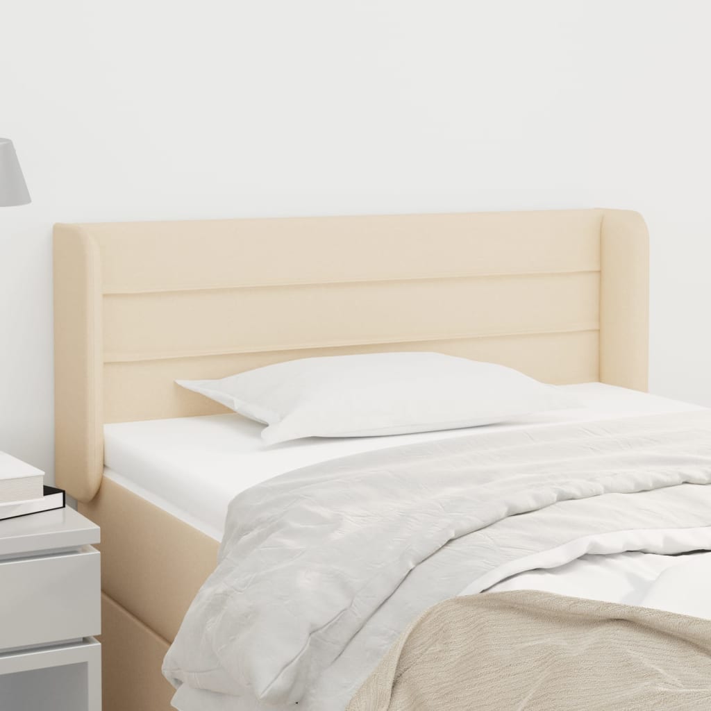 Hoofdbord met randen 83x16x78/88 cm stof crèmekleurig is nu te koop bij PeponiXL, paradijselijk wonen!