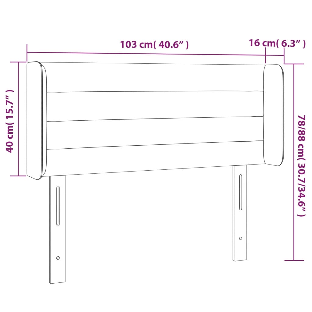 Hoofdbord met randen 103x16x78/88 cm stof lichtgrijs is nu te koop bij PeponiXL, paradijselijk wonen!