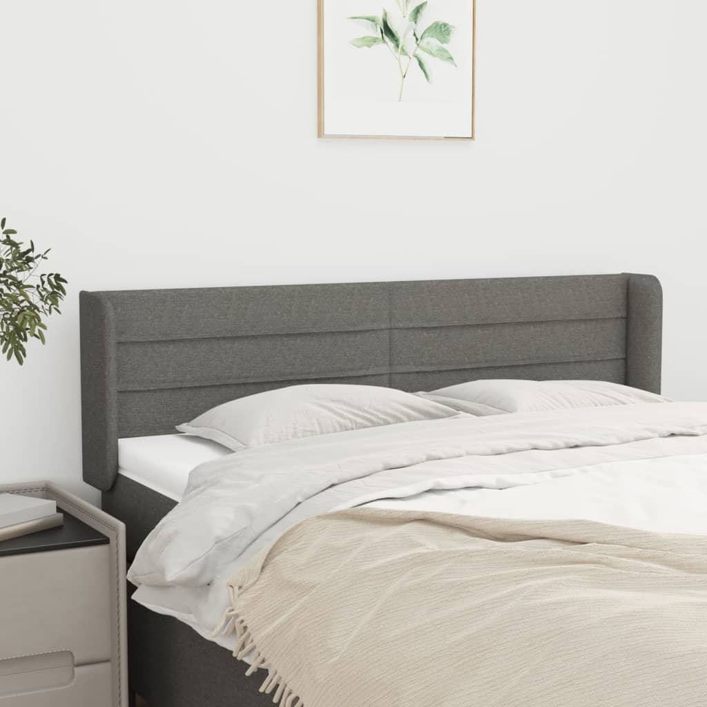 Hoofdbord met randen 147x16x78/88 cm stof donkergrijs is nu te koop bij PeponiXL, paradijselijk wonen!