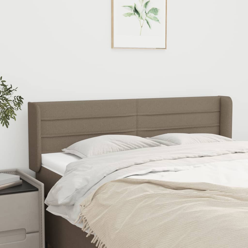 Hoofdbord met randen 147x16x78/88 cm stof taupe is nu te koop bij PeponiXL, paradijselijk wonen!