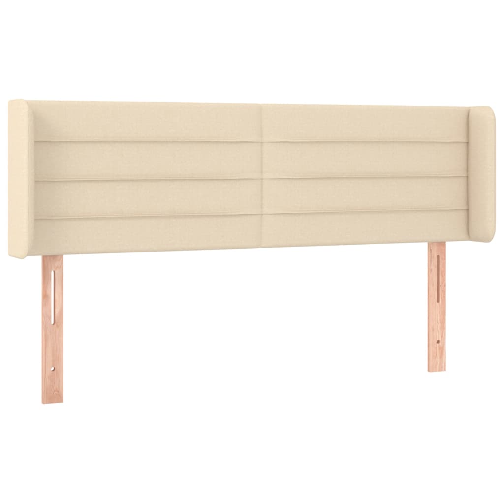 Hoofdbord met randen 147x16x78/88 cm stof crèmekleurig is nu te koop bij PeponiXL, paradijselijk wonen!