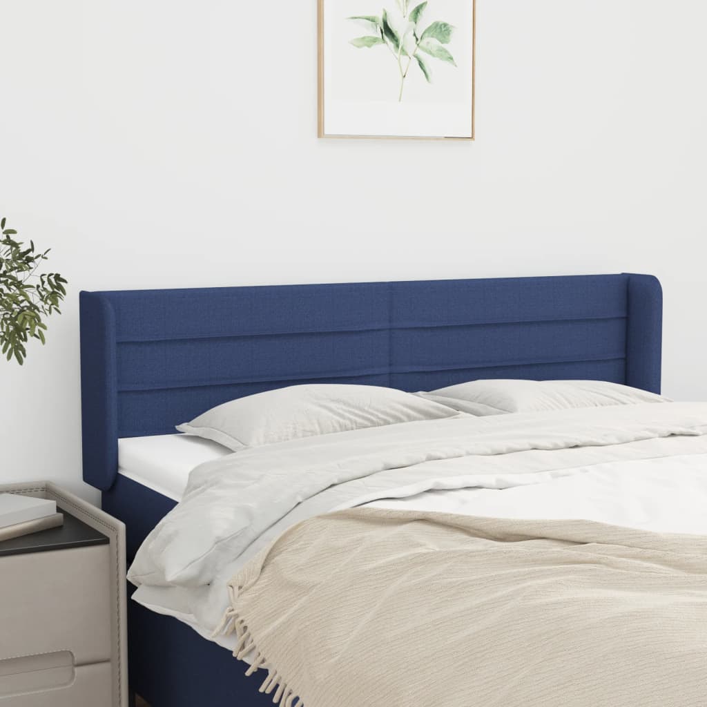 Hoofdbord met randen 147x16x78/88 cm stof blauw is nu te koop bij PeponiXL, paradijselijk wonen!