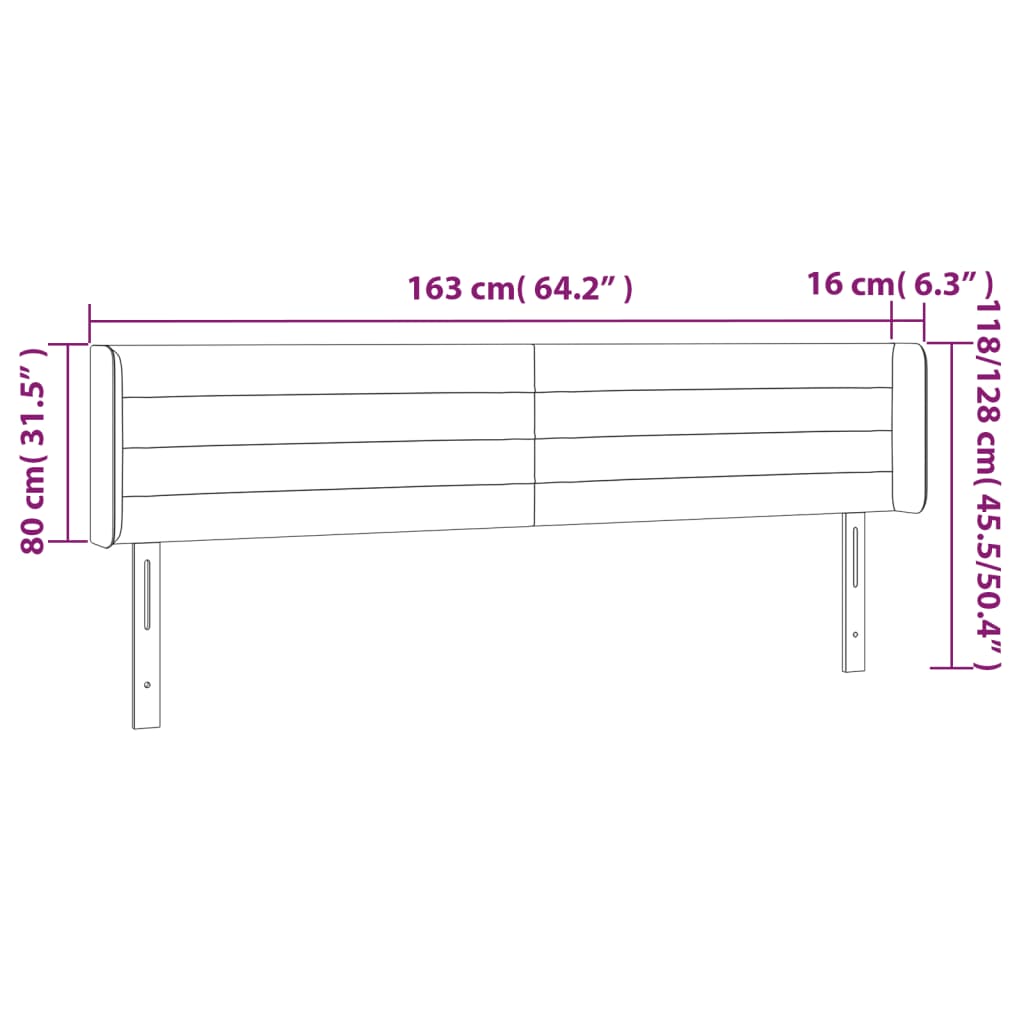 Hoofdbord met randen 163x16x78/88 cm stof zwart is nu te koop bij PeponiXL, paradijselijk wonen!