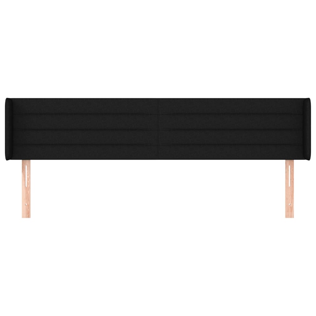 Hoofdbord met randen 203x16x78/88 cm stof zwart is nu te koop bij PeponiXL, paradijselijk wonen!