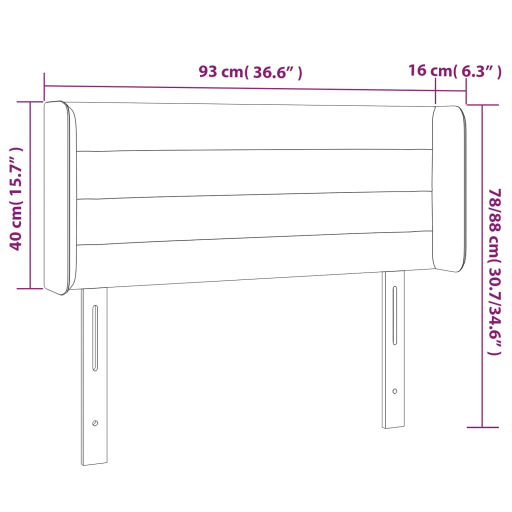 Hoofdbord met randen 93x16x78/88 cm fluweel zwart is nu te koop bij PeponiXL, paradijselijk wonen!