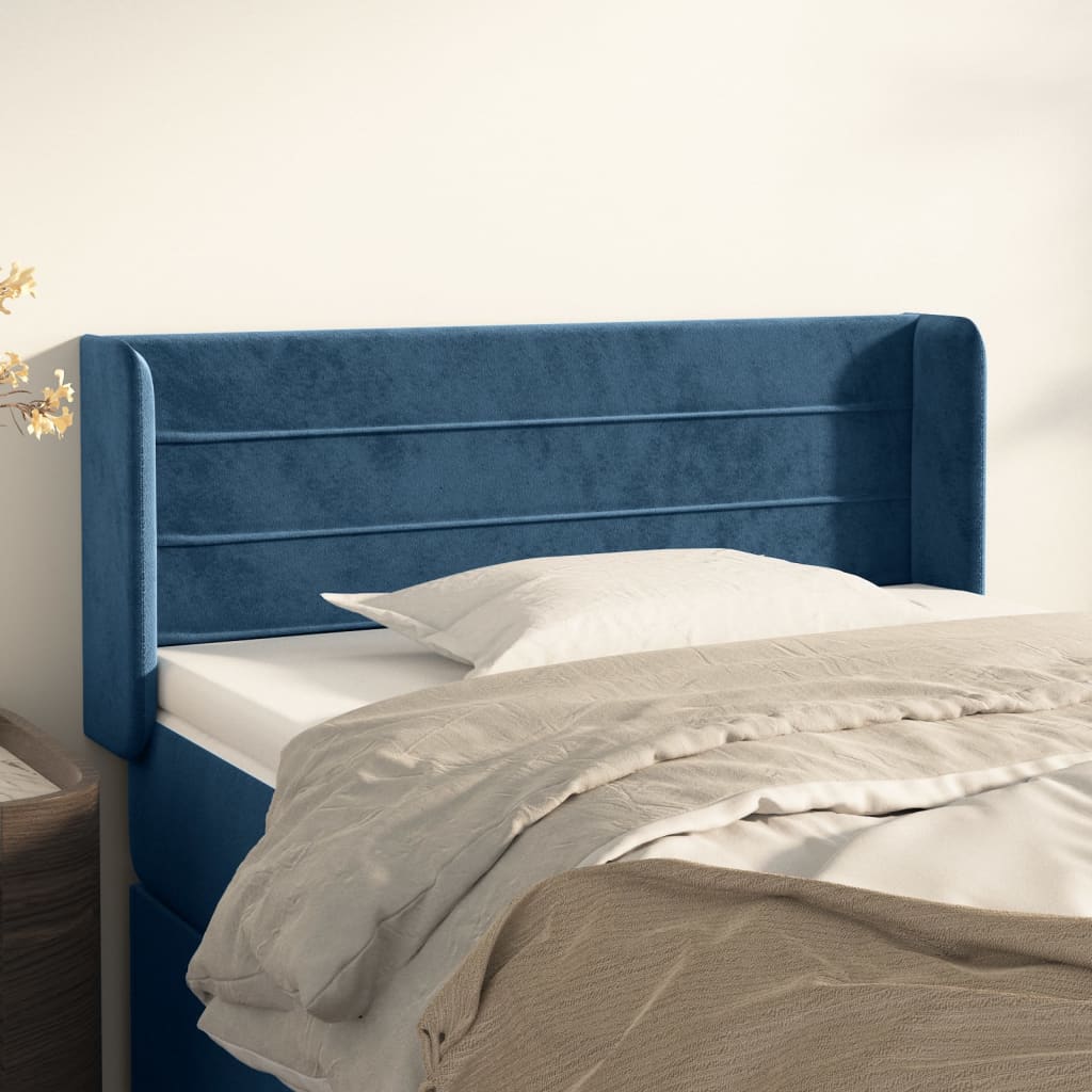 Hoofdbord met randen 93x16x78/88 cm fluweel donkerblauw is nu te koop bij PeponiXL, paradijselijk wonen!