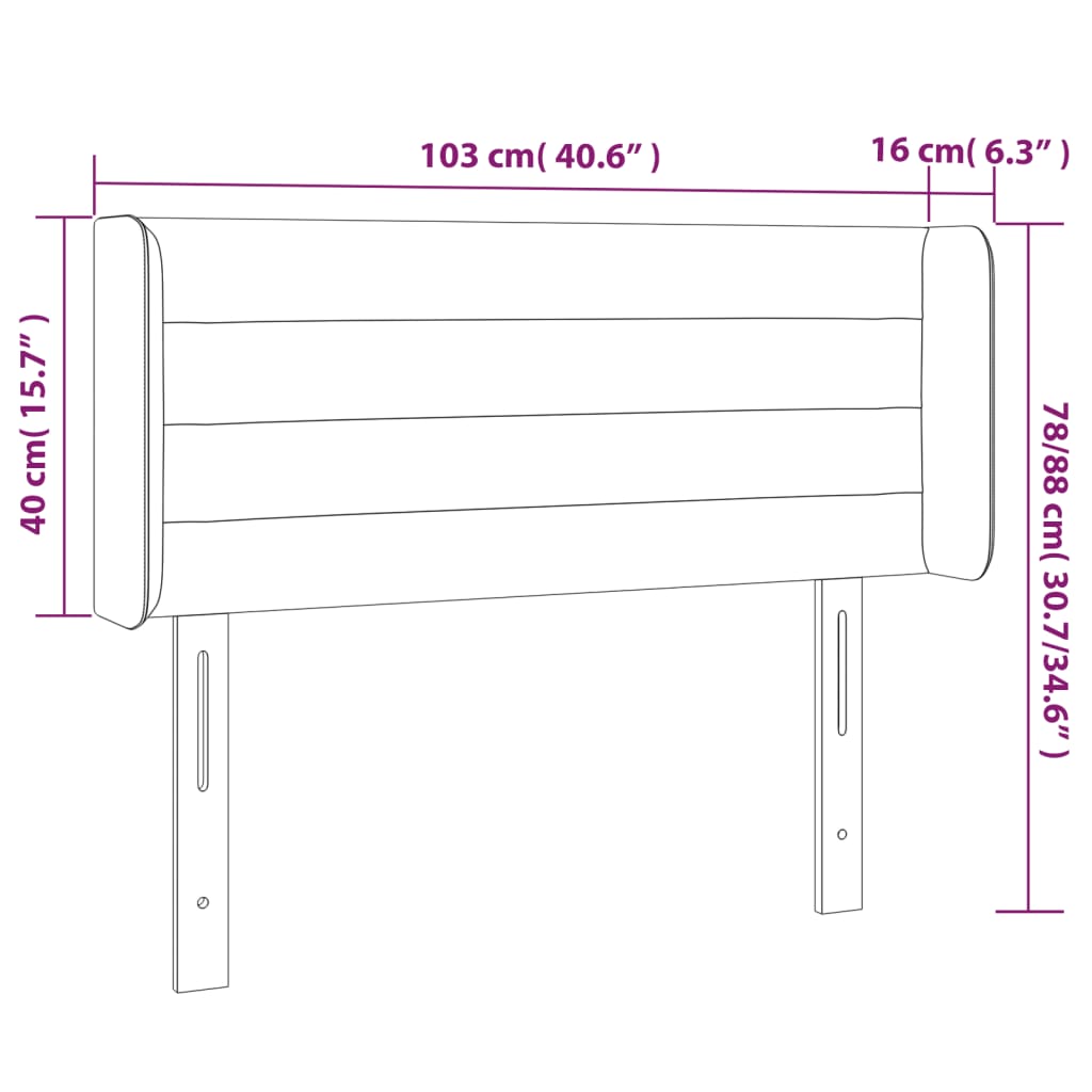Hoofdbord met randen 103x16x78/88 cm fluweel donkergrijs is nu te koop bij PeponiXL, paradijselijk wonen!
