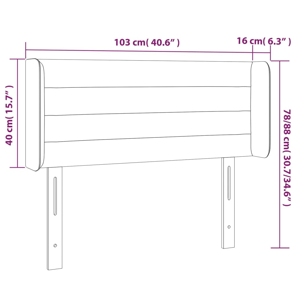 Hoofdbord met randen 103x16x78/88 cm fluweel zwart is nu te koop bij PeponiXL, paradijselijk wonen!