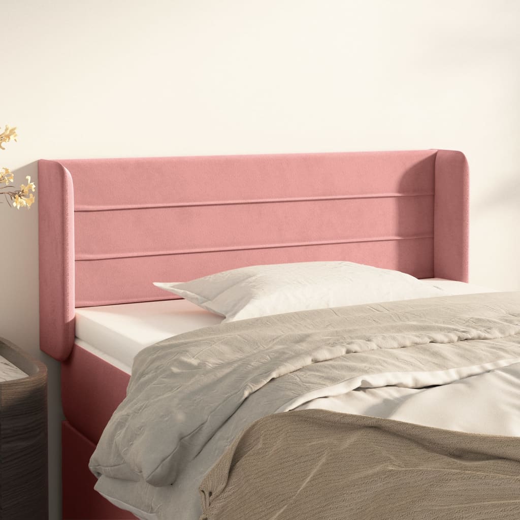 Hoofdbord met randen 103x16x78/88 cm fluweel roze is nu te koop bij PeponiXL, paradijselijk wonen!