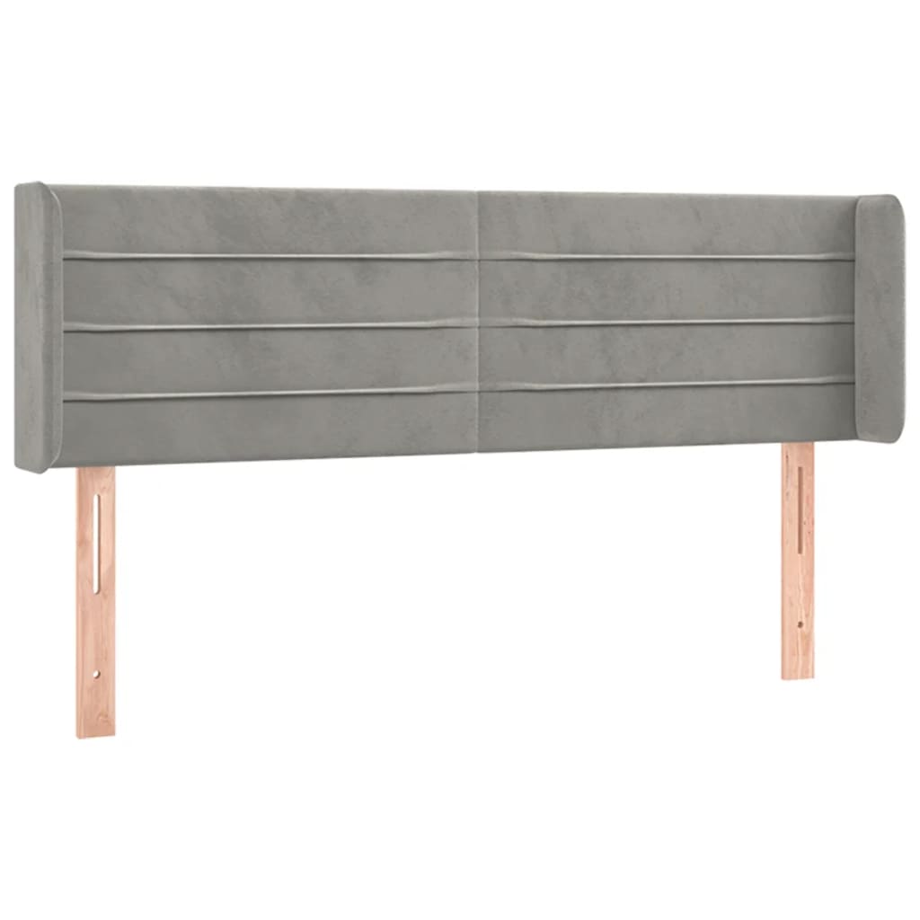 Hoofdbord met randen 147x16x78/88 cm fluweel lichtgrijs is nu te koop bij PeponiXL, paradijselijk wonen!