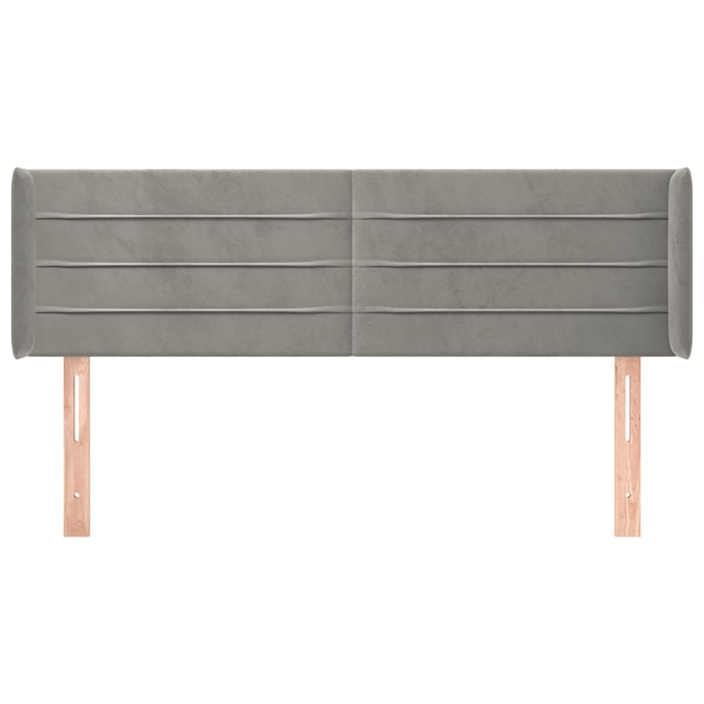 Hoofdbord met randen 147x16x78/88 cm fluweel lichtgrijs is nu te koop bij PeponiXL, paradijselijk wonen!