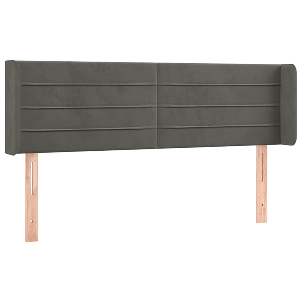 Hoofdbord met randen 147x16x78/88 cm fluweel donkergrijs is nu te koop bij PeponiXL, paradijselijk wonen!