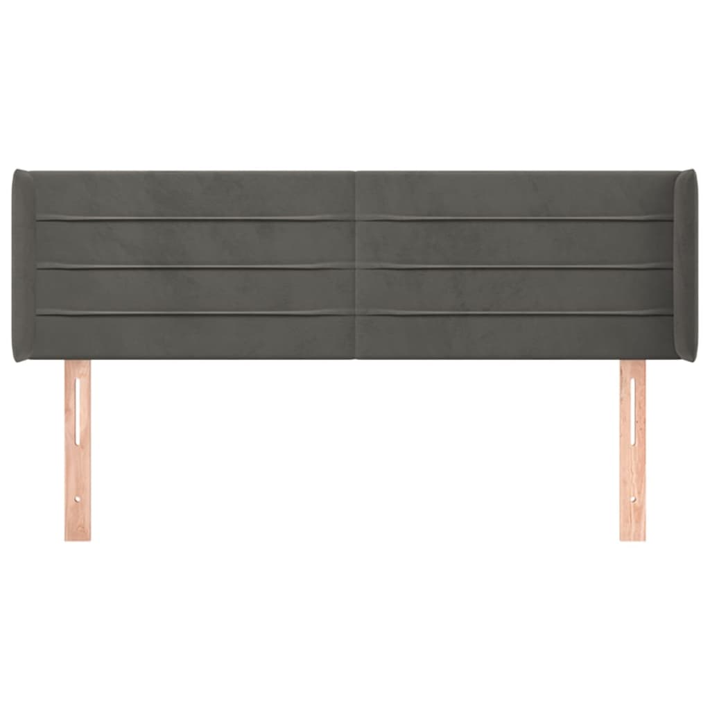Hoofdbord met randen 147x16x78/88 cm fluweel donkergrijs is nu te koop bij PeponiXL, paradijselijk wonen!