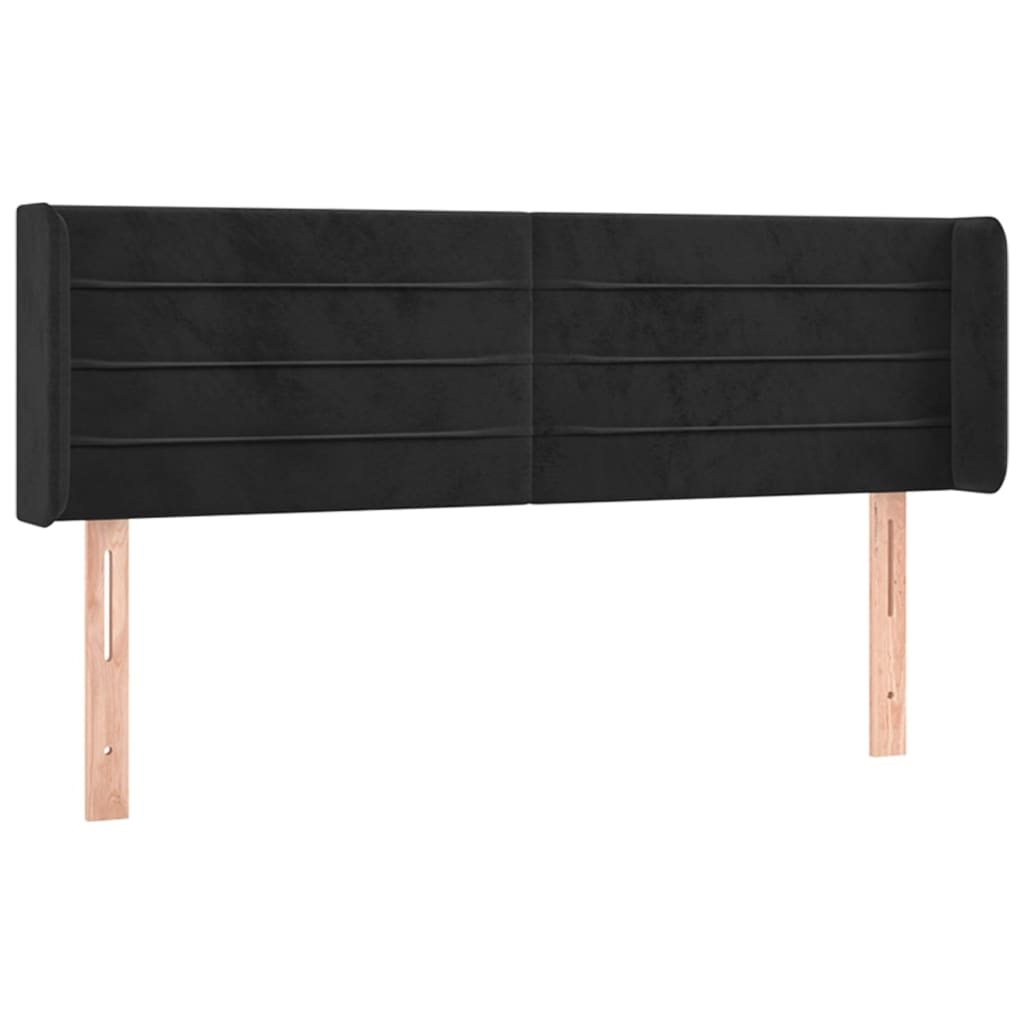 Hoofdbord met randen 147x16x78/88 cm fluweel zwart is nu te koop bij PeponiXL, paradijselijk wonen!