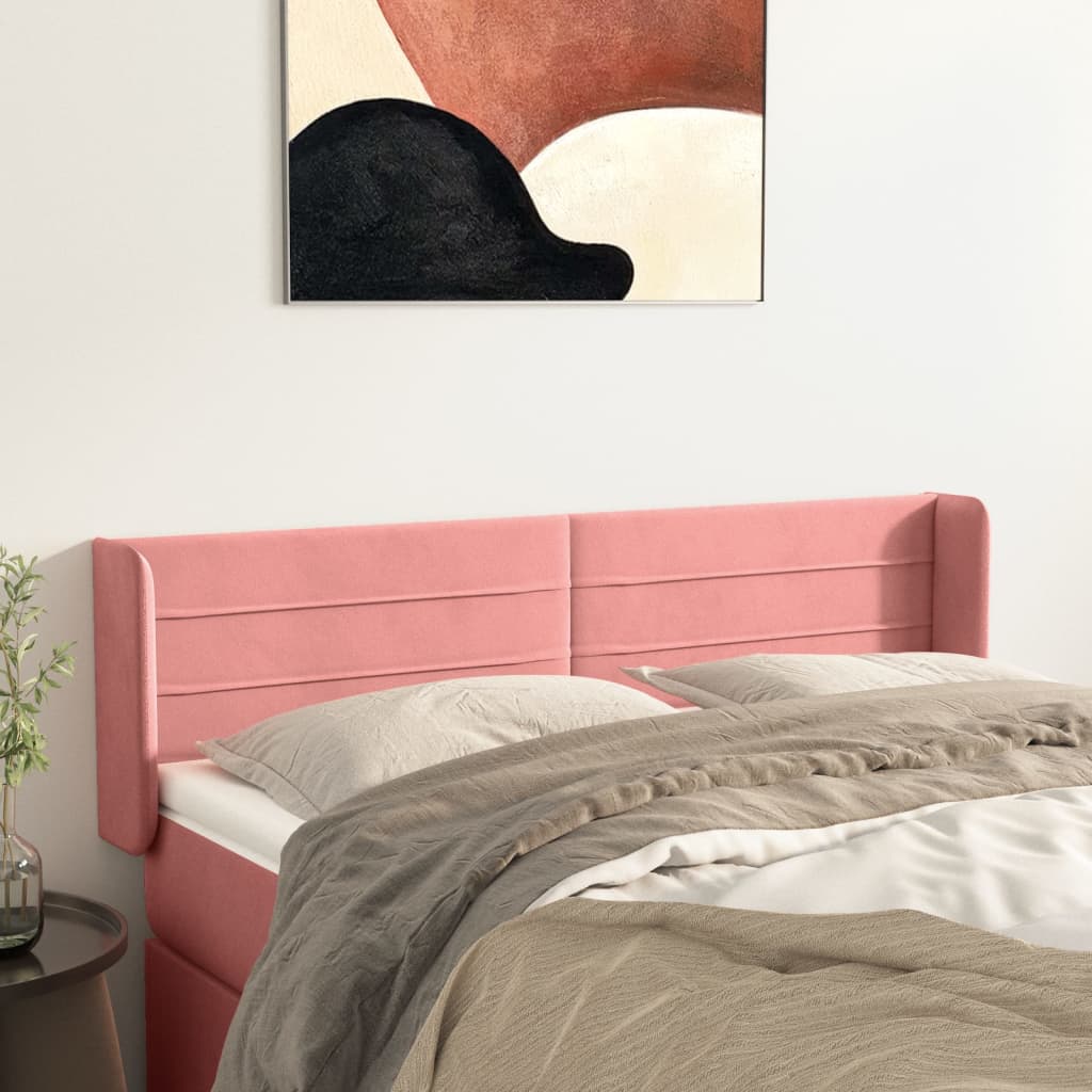 Hoofdbord met randen 147x16x78/88 cm fluweel roze is nu te koop bij PeponiXL, paradijselijk wonen!