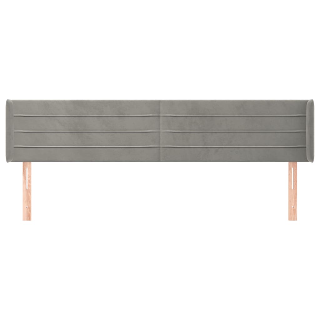 Hoofdbord met randen 163x16x78/88 cm fluweel lichtgrijs is nu te koop bij PeponiXL, paradijselijk wonen!
