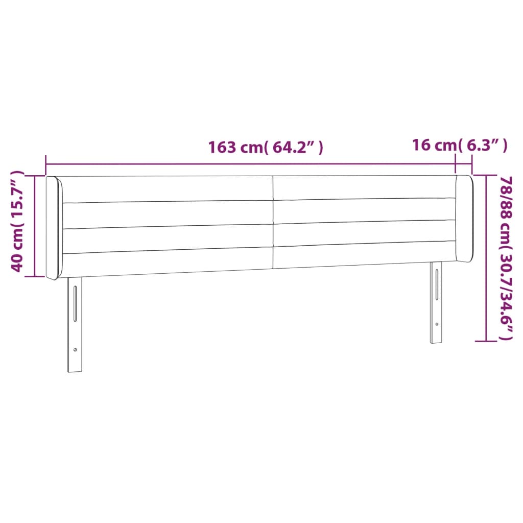 Hoofdbord met randen 163x16x78/88 cm fluweel zwart is nu te koop bij PeponiXL, paradijselijk wonen!