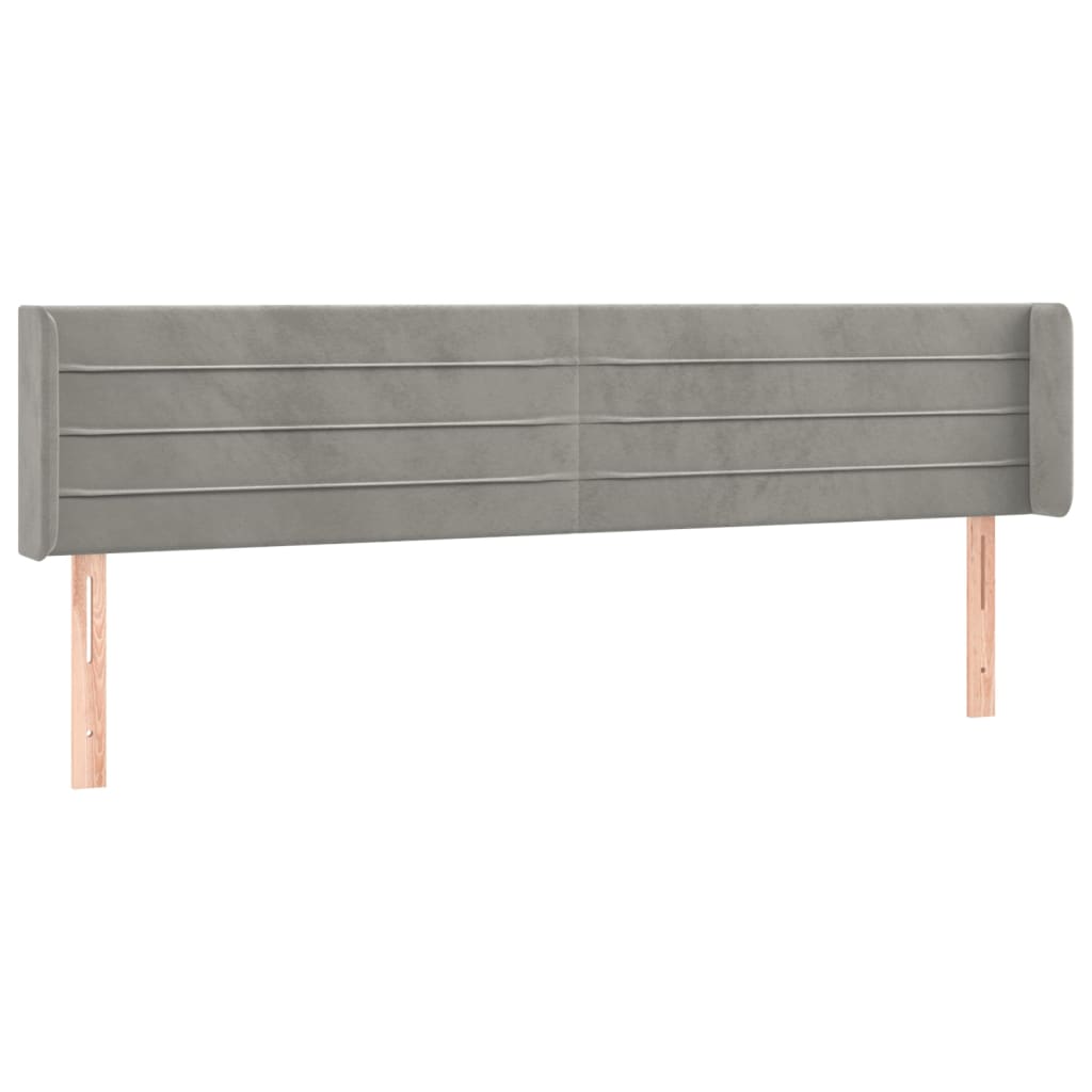 Hoofdbord met randen 183x16x78/88 cm fluweel lichtgrijs is nu te koop bij PeponiXL, paradijselijk wonen!