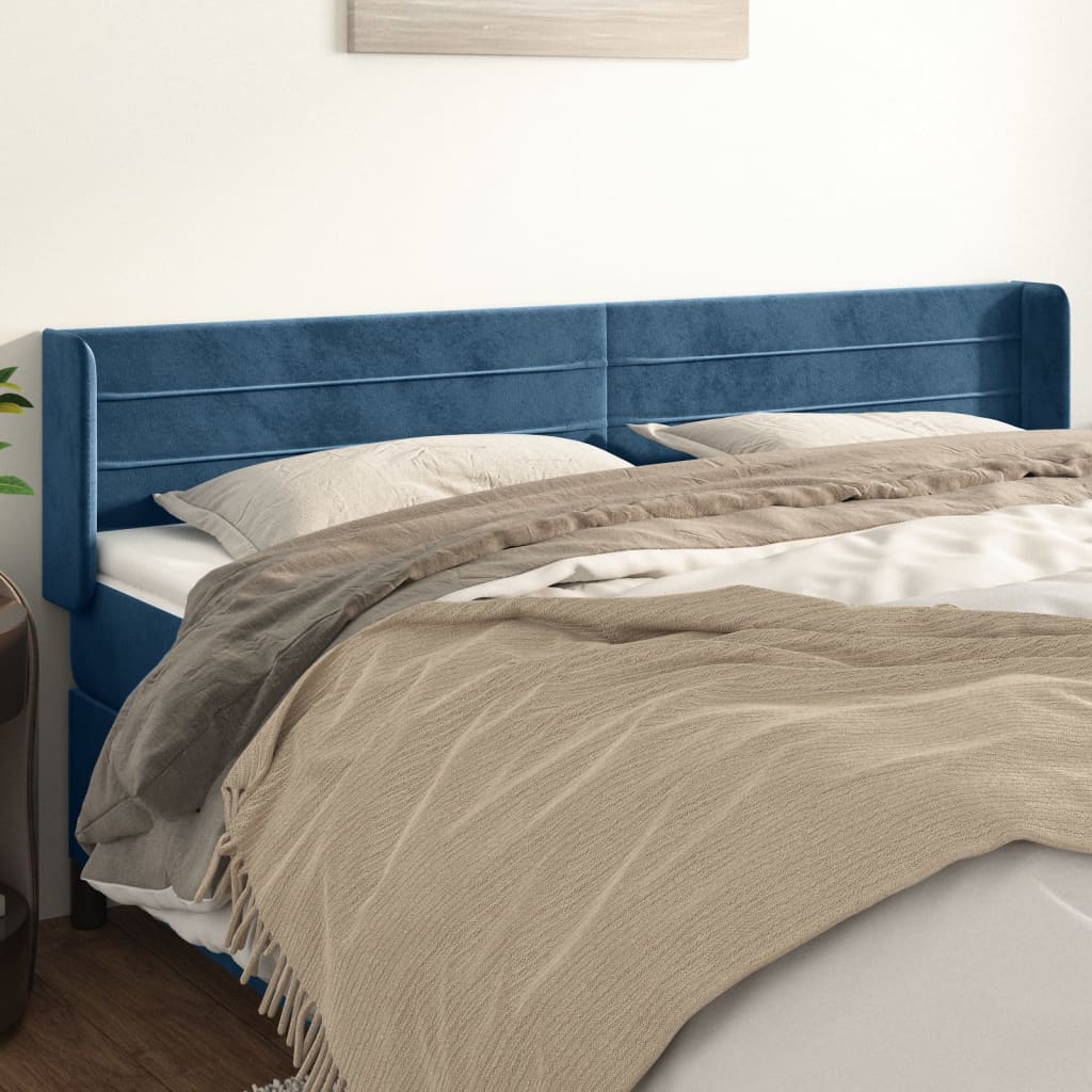 Hoofdbord met randen 183x16x78/88 cm fluweel donkerblauw is nu te koop bij PeponiXL, paradijselijk wonen!