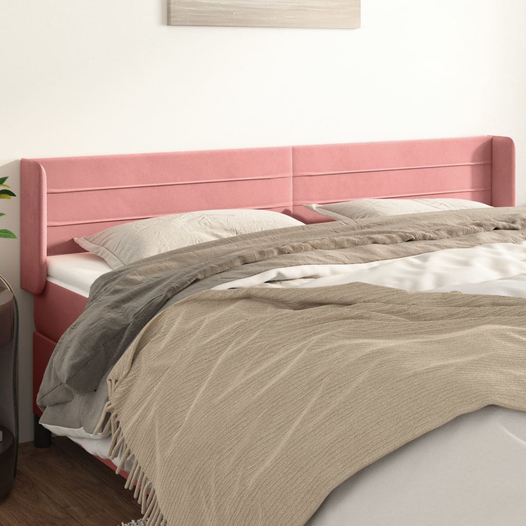 Hoofdbord met randen 183x16x78/88 cm fluweel roze is nu te koop bij PeponiXL, paradijselijk wonen!