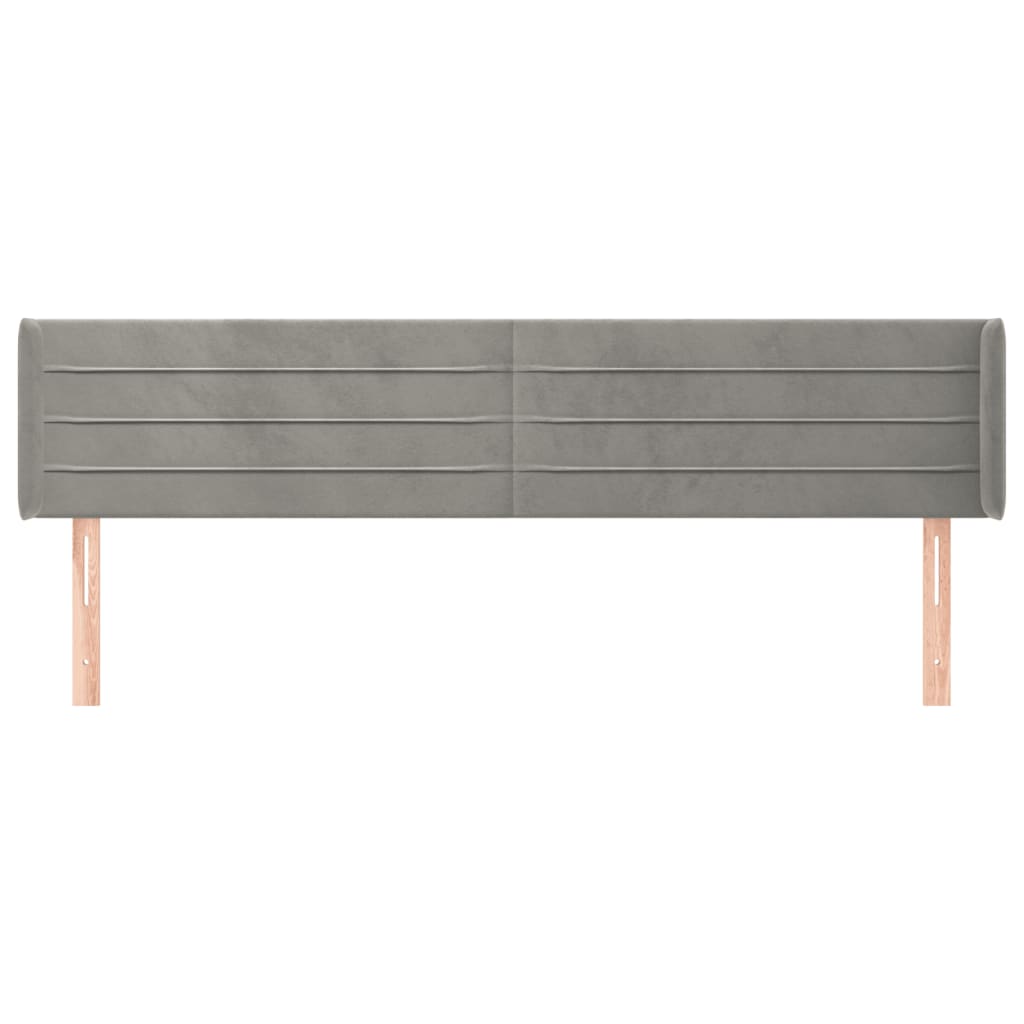Hoofdbord met randen 203x16x78/88 cm fluweel lichtgrijs is nu te koop bij PeponiXL, paradijselijk wonen!