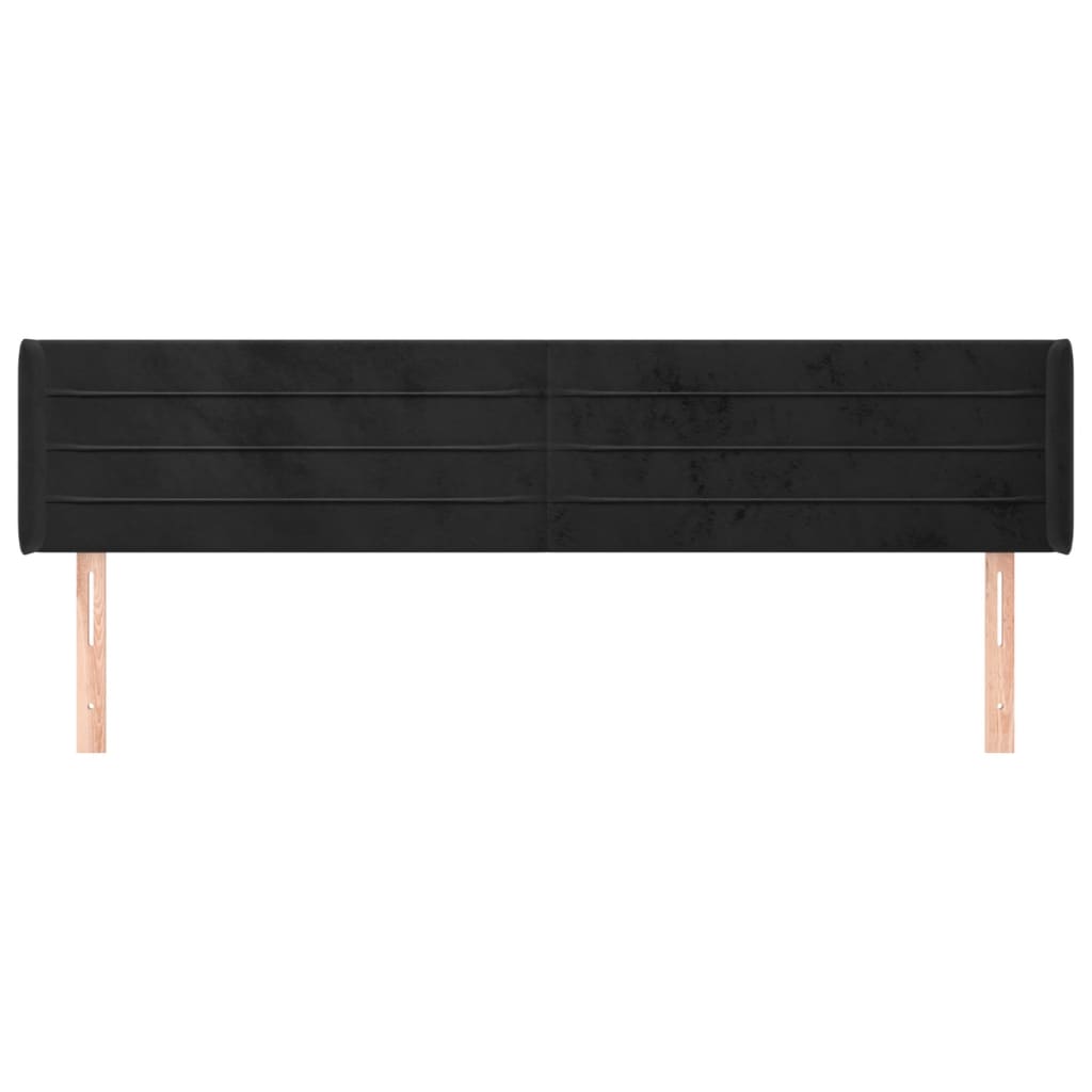 Hoofdbord met randen 203x16x78/88 cm fluweel zwart is nu te koop bij PeponiXL, paradijselijk wonen!