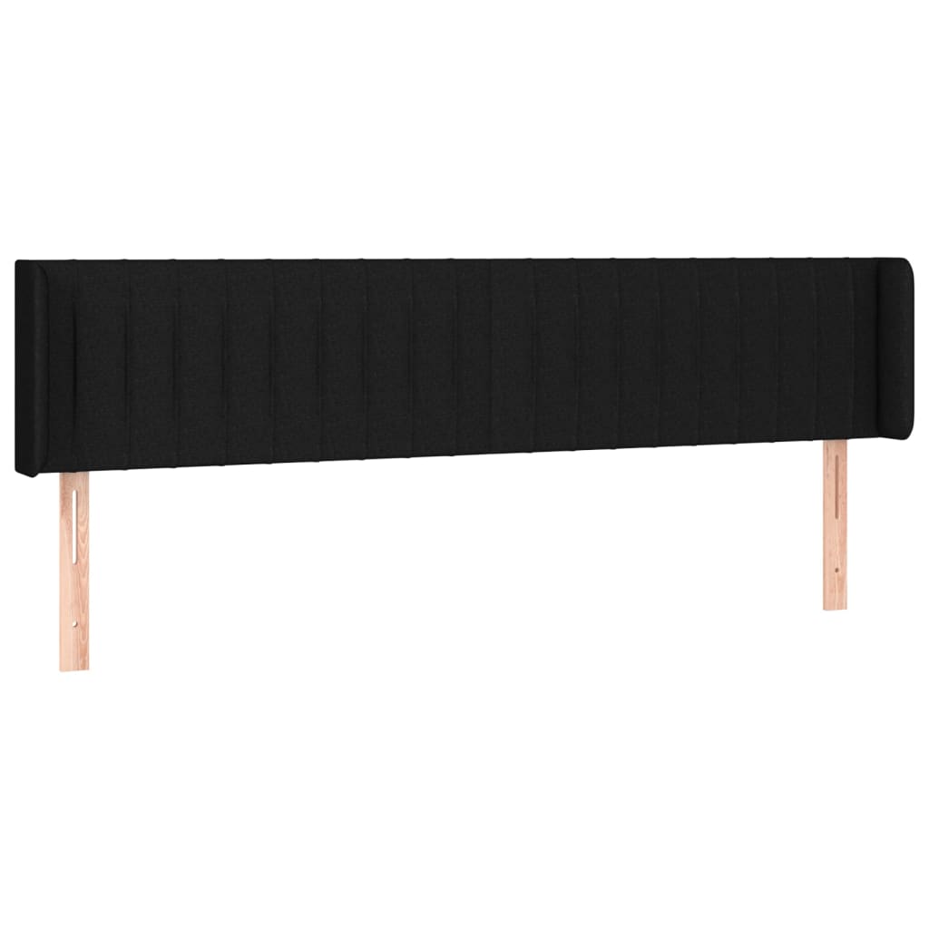 Hoofdbord met randen 203x16x78/88 cm stof zwart is nu te koop bij PeponiXL, paradijselijk wonen!