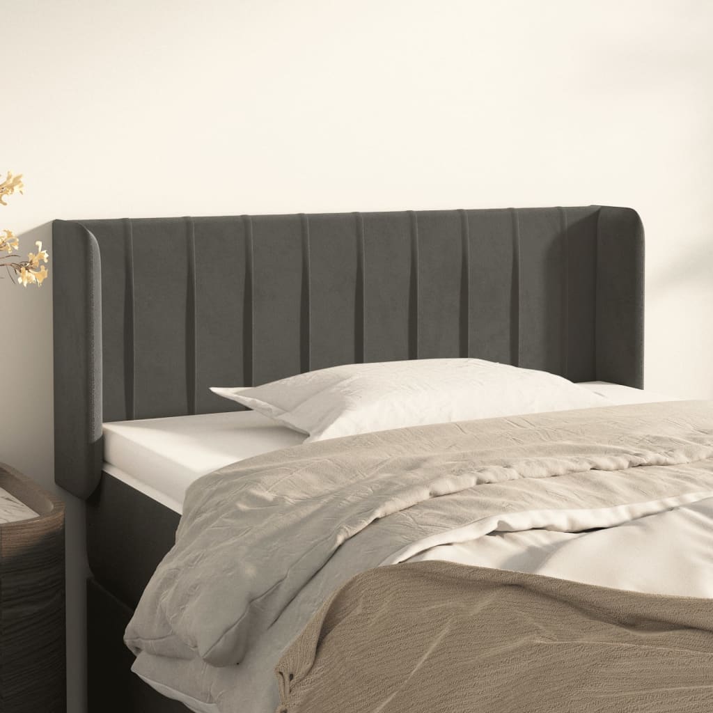 Hoofdbord met randen 93x16x78/88 cm fluweel donkergrijs is nu te koop bij PeponiXL, paradijselijk wonen!