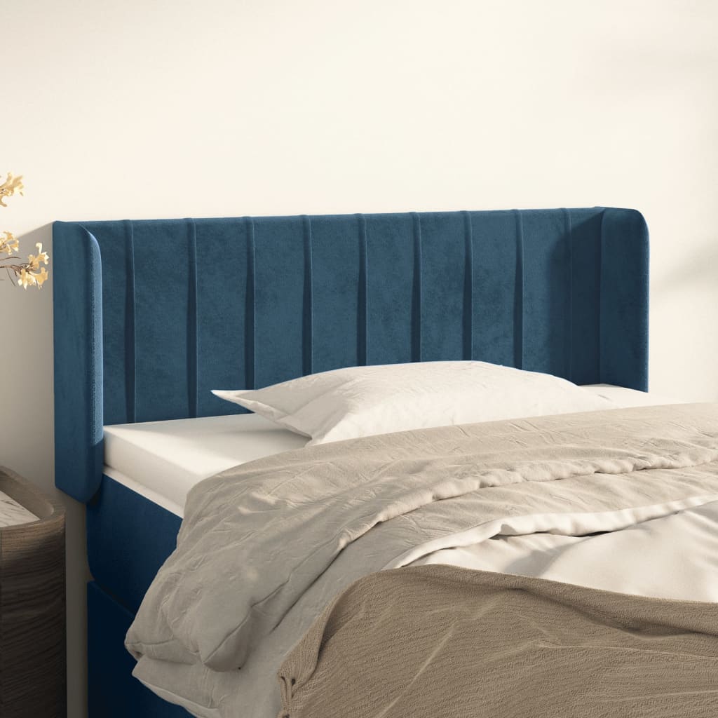 Hoofdbord met randen 93x16x78/88 cm fluweel donkerblauw is nu te koop bij PeponiXL, paradijselijk wonen!