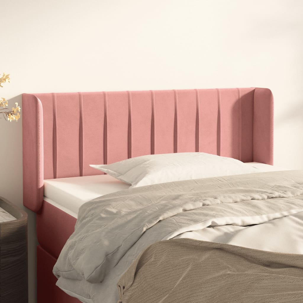 Hoofdbord met randen 103x16x78/88 cm fluweel roze is nu te koop bij PeponiXL, paradijselijk wonen!