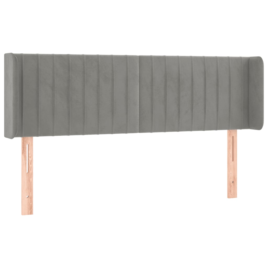 Hoofdbord met randen 147x16x78/88 cm fluweel lichtgrijs is nu te koop bij PeponiXL, paradijselijk wonen!