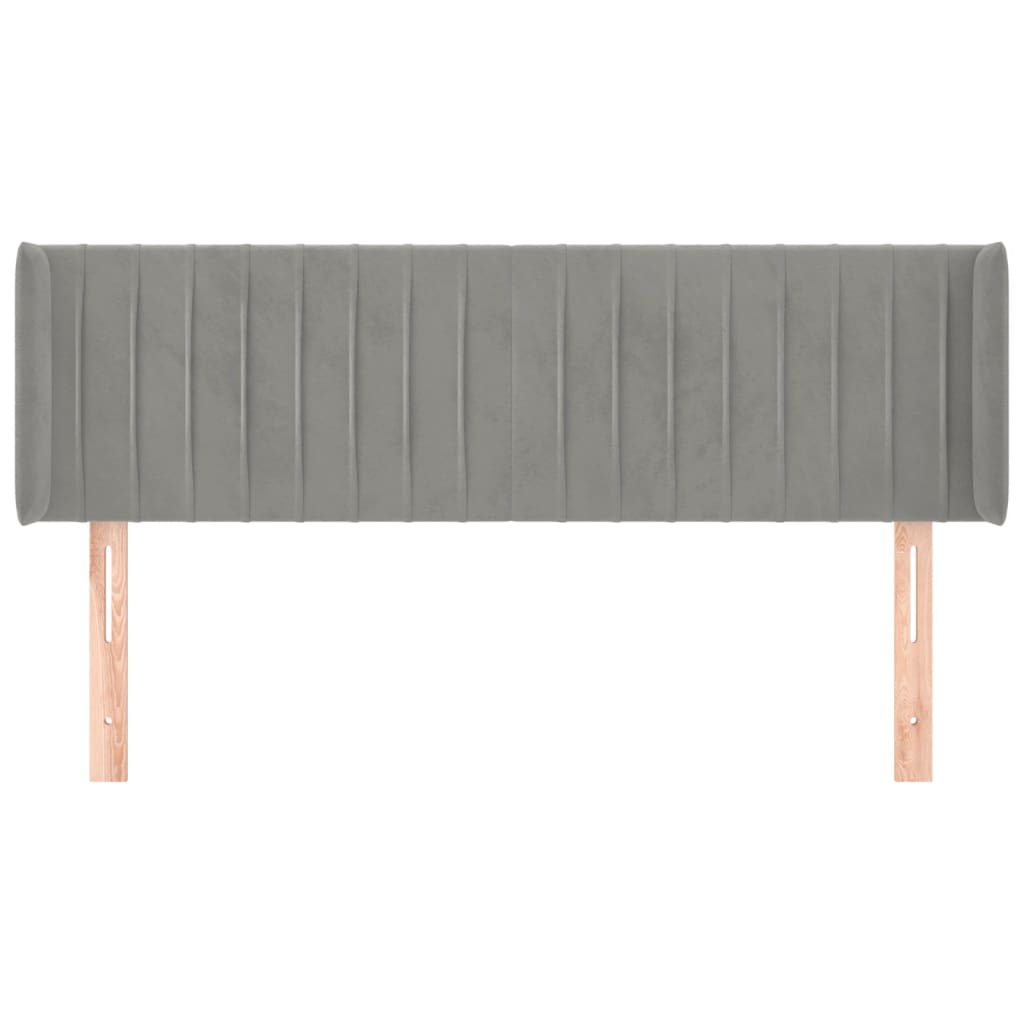 Hoofdbord met randen 147x16x78/88 cm fluweel lichtgrijs is nu te koop bij PeponiXL, paradijselijk wonen!
