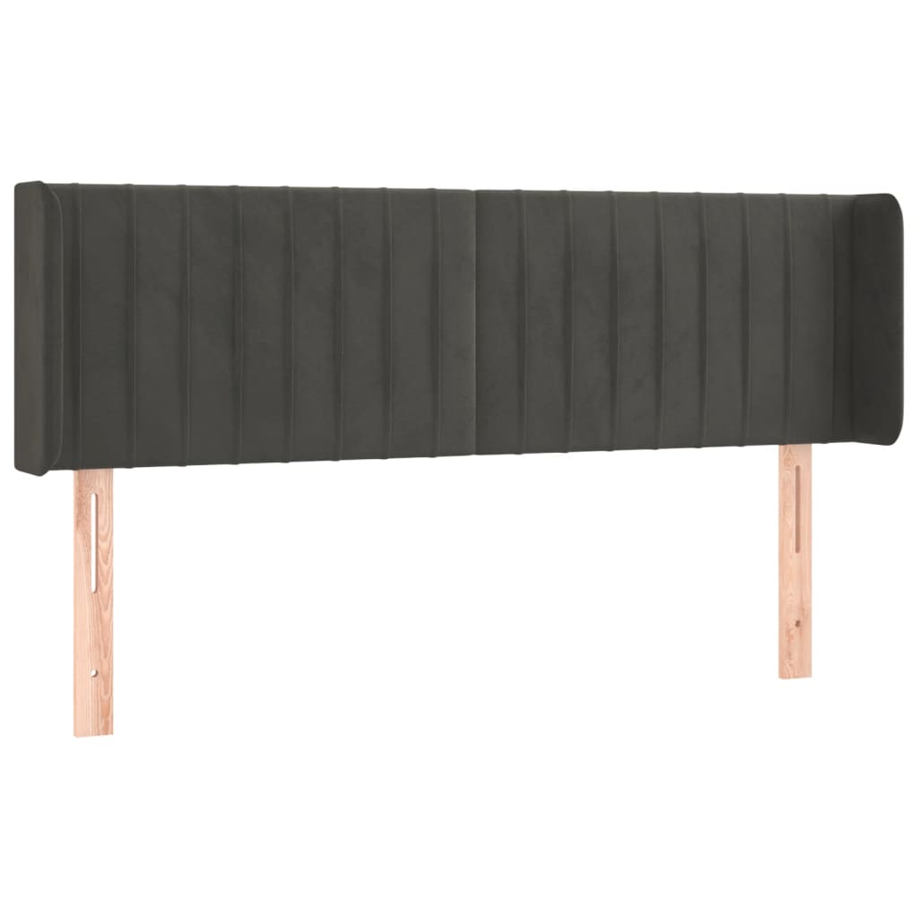 Hoofdbord met randen 147x16x78/88 cm fluweel donkergrijs is nu te koop bij PeponiXL, paradijselijk wonen!