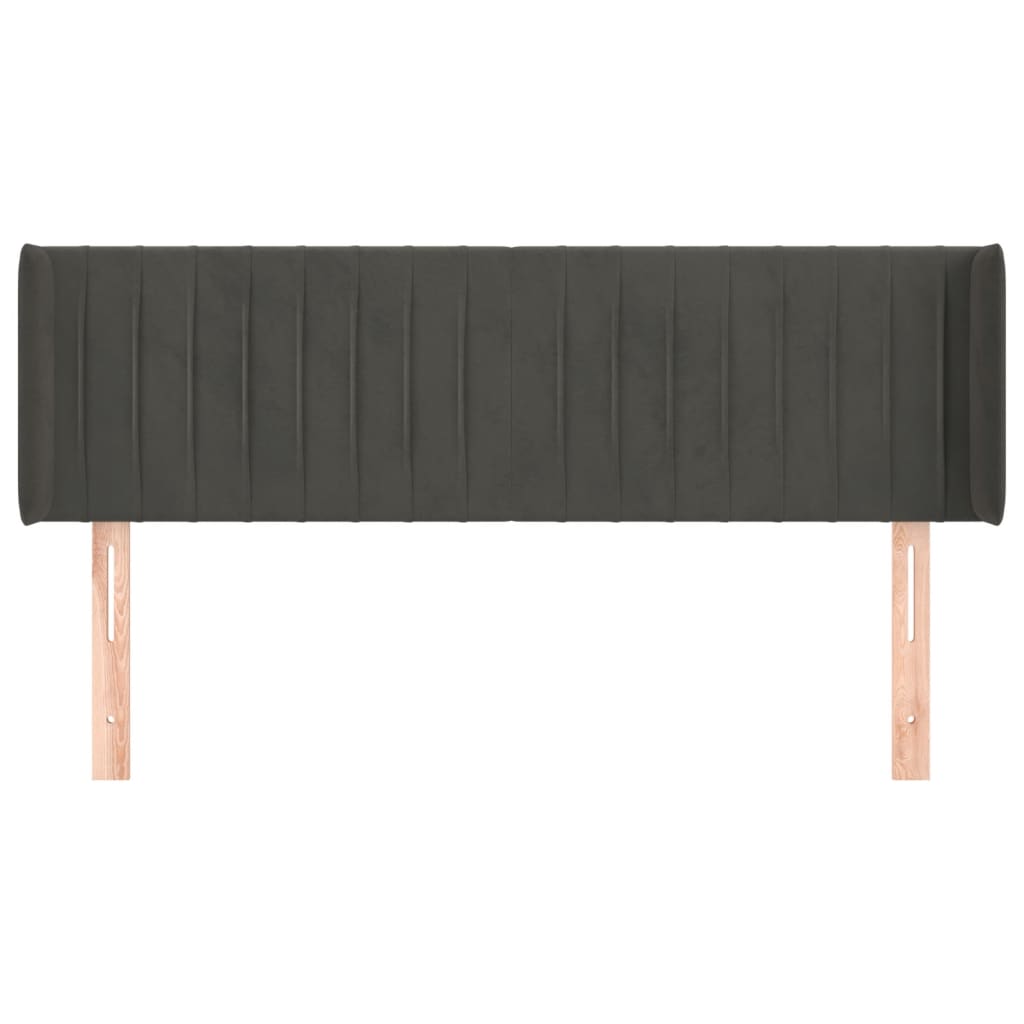 Hoofdbord met randen 147x16x78/88 cm fluweel donkergrijs is nu te koop bij PeponiXL, paradijselijk wonen!