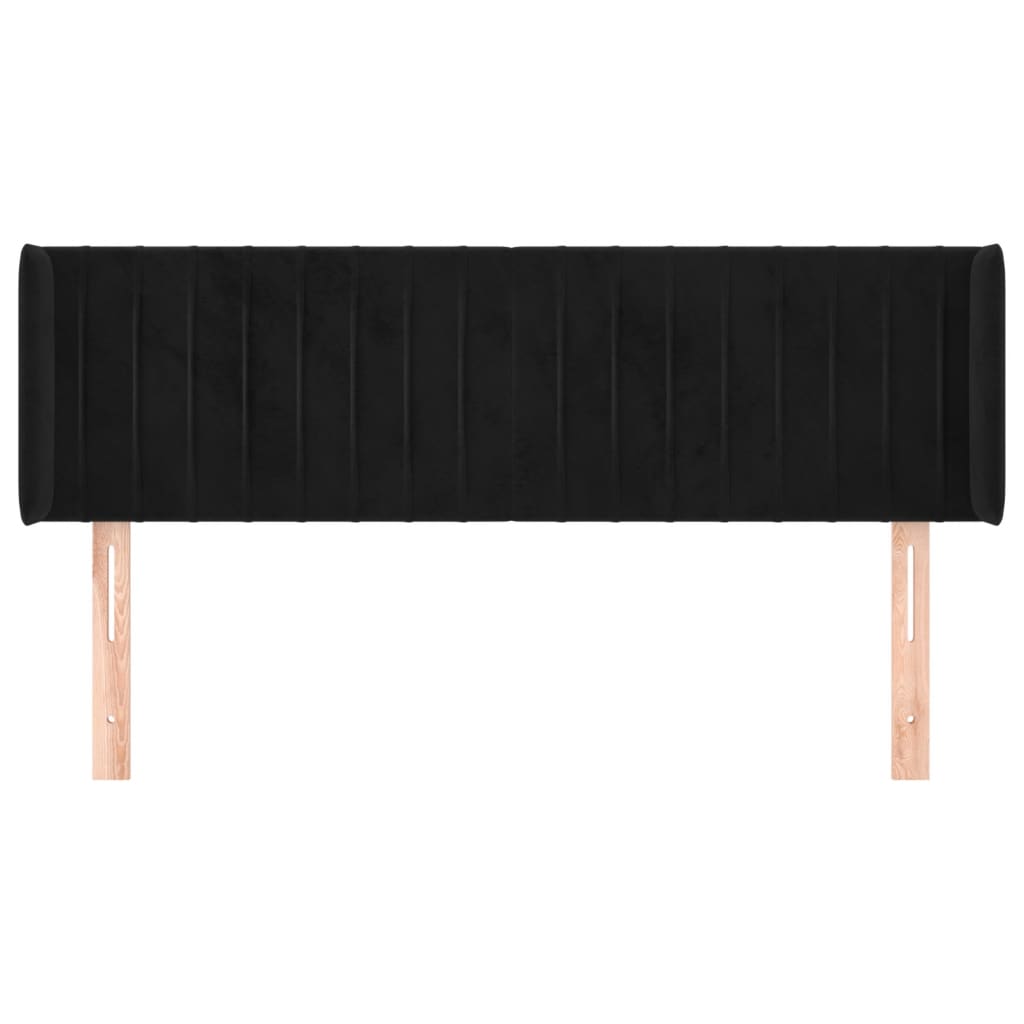 Hoofdbord met randen 147x16x78/88 cm fluweel zwart is nu te koop bij PeponiXL, paradijselijk wonen!