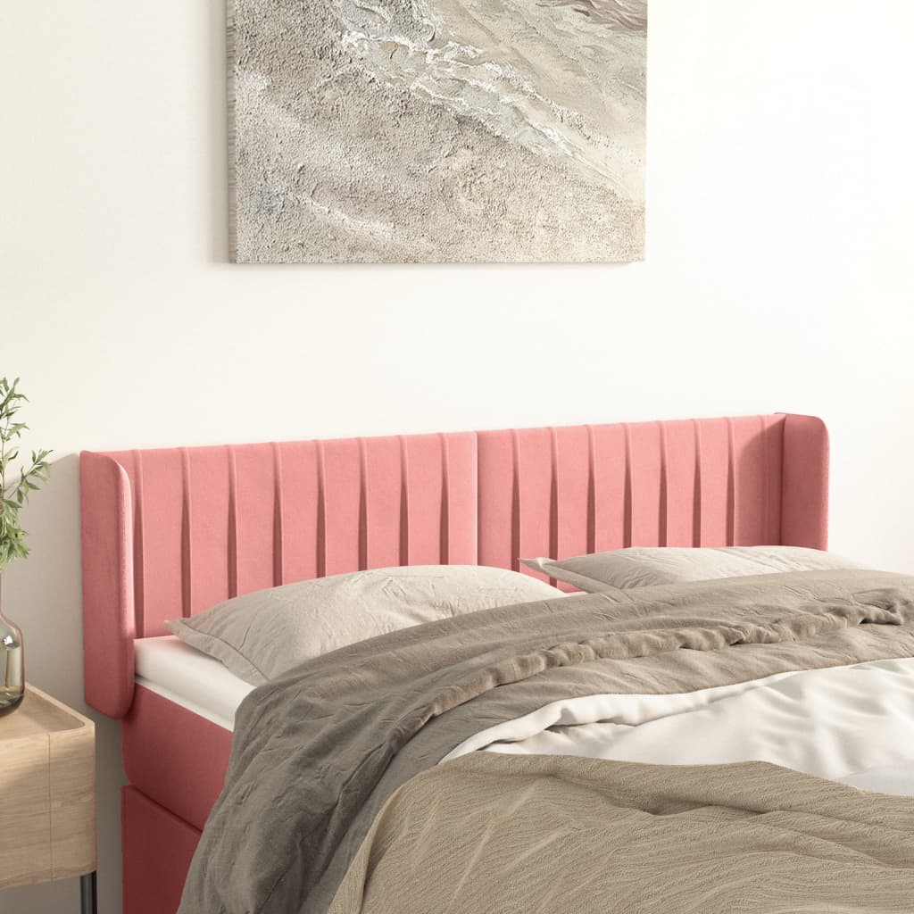 Hoofdbord met randen 147x16x78/88 cm fluweel roze is nu te koop bij PeponiXL, paradijselijk wonen!