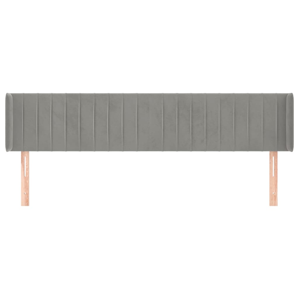 Hoofdbord met randen 163x16x78/88 cm fluweel lichtgrijs is nu te koop bij PeponiXL, paradijselijk wonen!