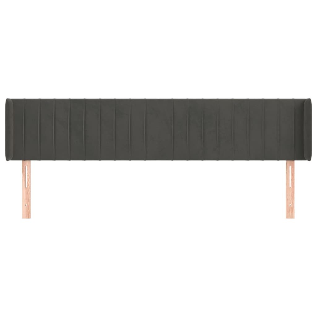 Hoofdbord met randen 163x16x78/88 cm fluweel donkergrijs is nu te koop bij PeponiXL, paradijselijk wonen!