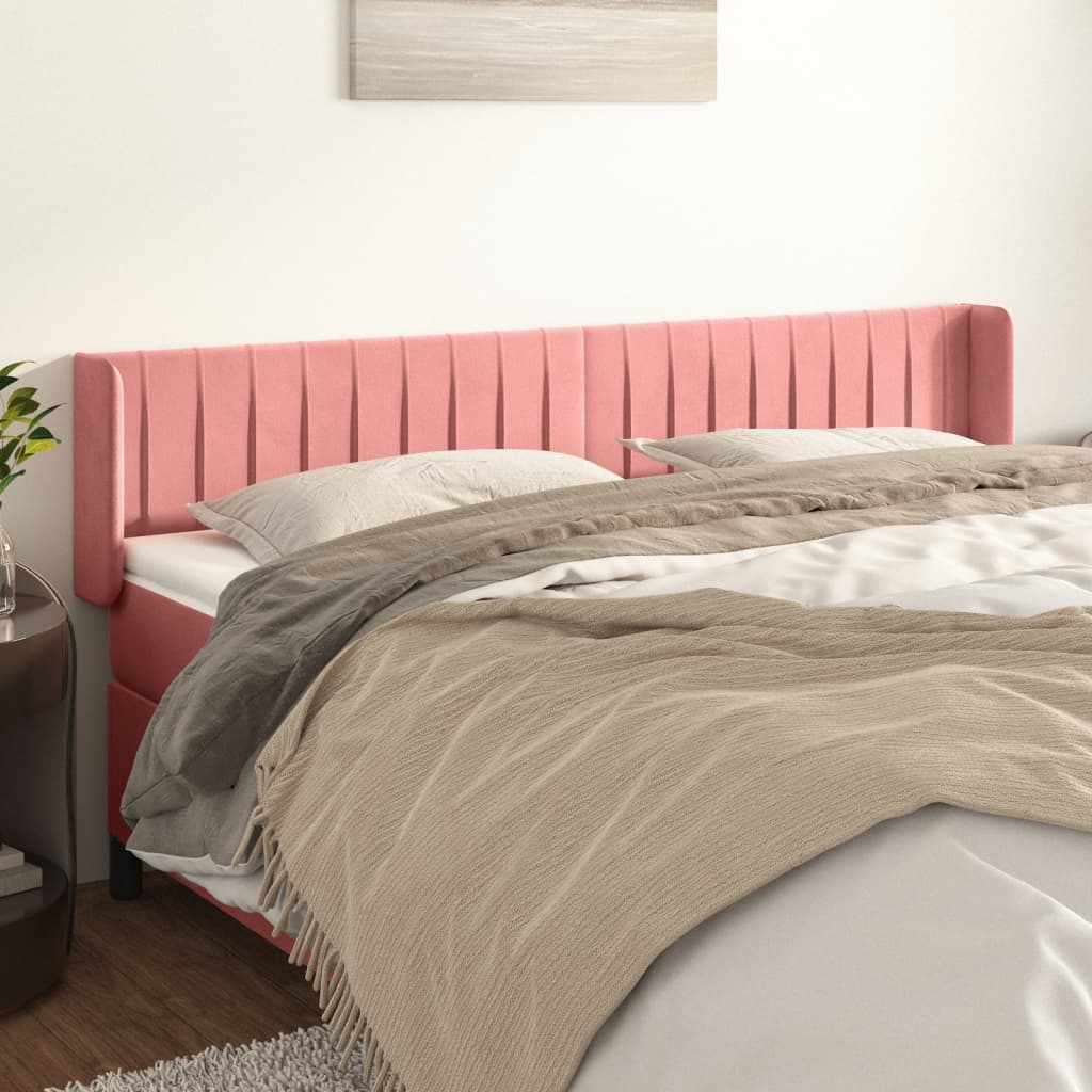 Hoofdbord met randen 163x16x78/88 cm fluweel roze is nu te koop bij PeponiXL, paradijselijk wonen!