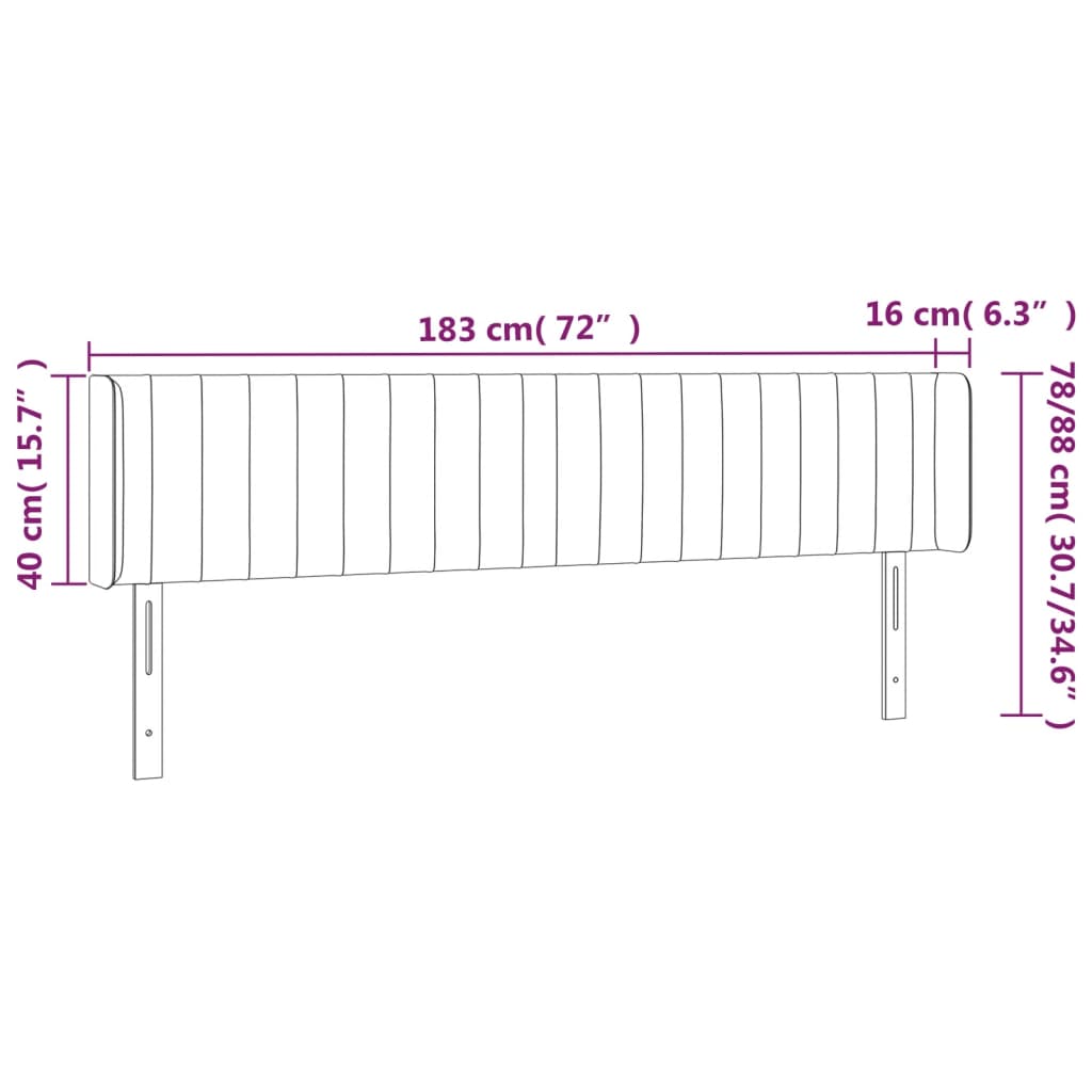 Hoofdbord met randen 183x16x78/88 cm fluweel donkergroen is nu te koop bij PeponiXL, paradijselijk wonen!