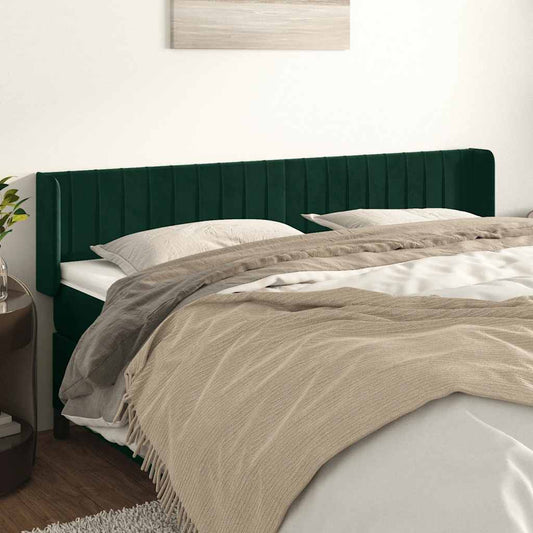 Hoofdbord met randen 183x16x78/88 cm fluweel donkergroen is nu te koop bij PeponiXL, paradijselijk wonen!