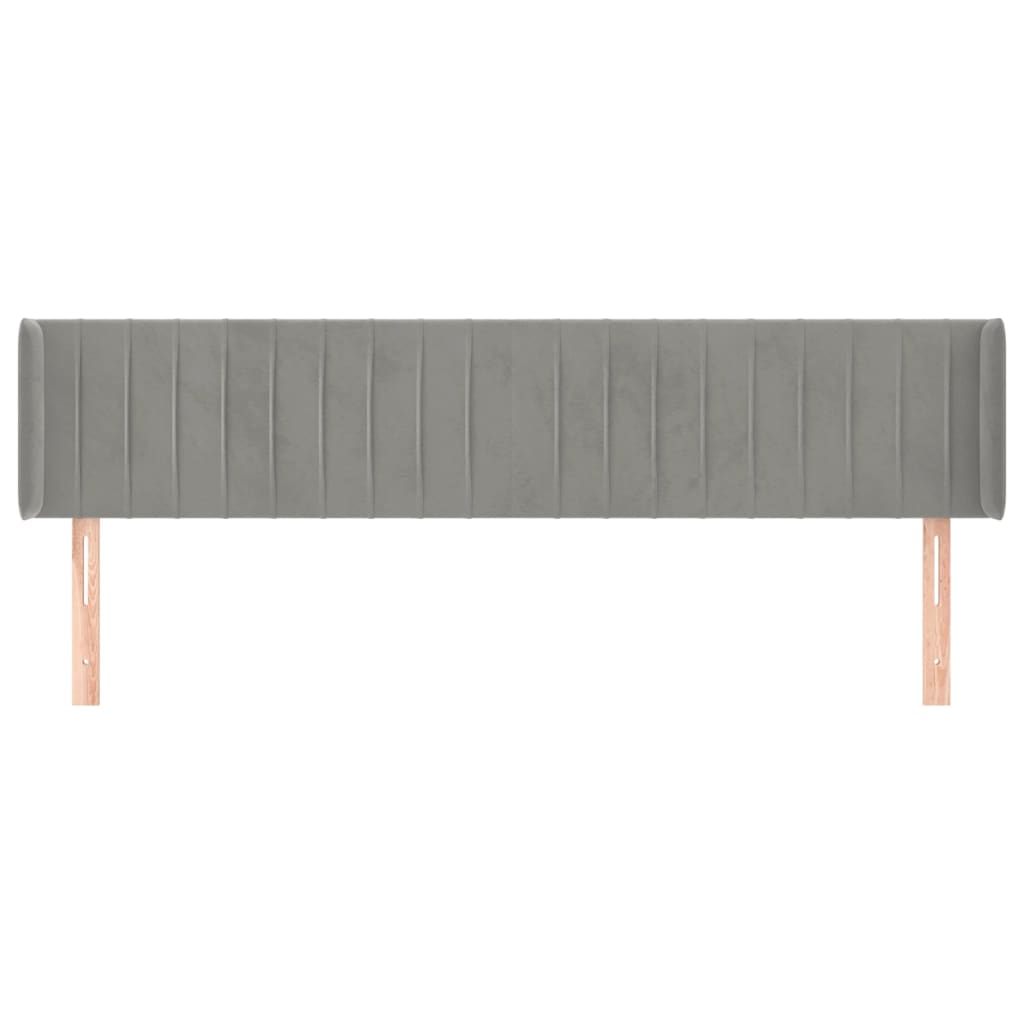 Hoofdbord met randen 203x16x78/88 cm fluweel lichtgrijs is nu te koop bij PeponiXL, paradijselijk wonen!
