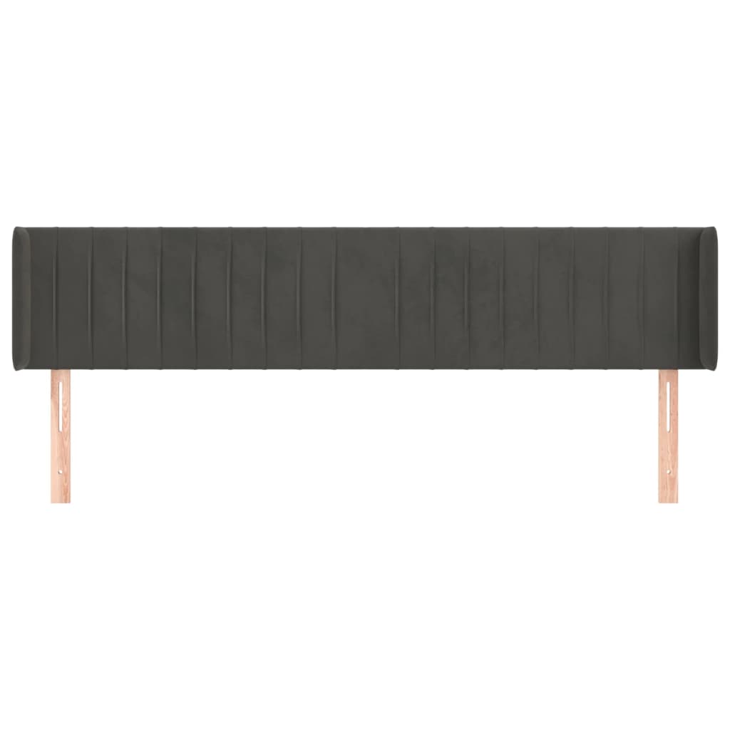 Hoofdbord met randen 203x16x78/88 cm fluweel donkergrijs is nu te koop bij PeponiXL, paradijselijk wonen!
