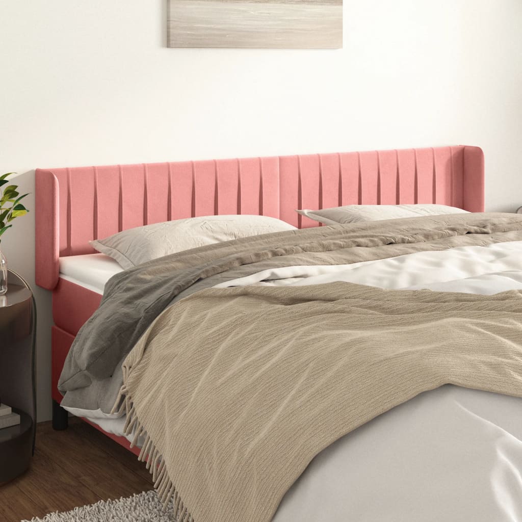 Hoofdbord met randen 203x16x78/88 cm fluweel roze is nu te koop bij PeponiXL, paradijselijk wonen!