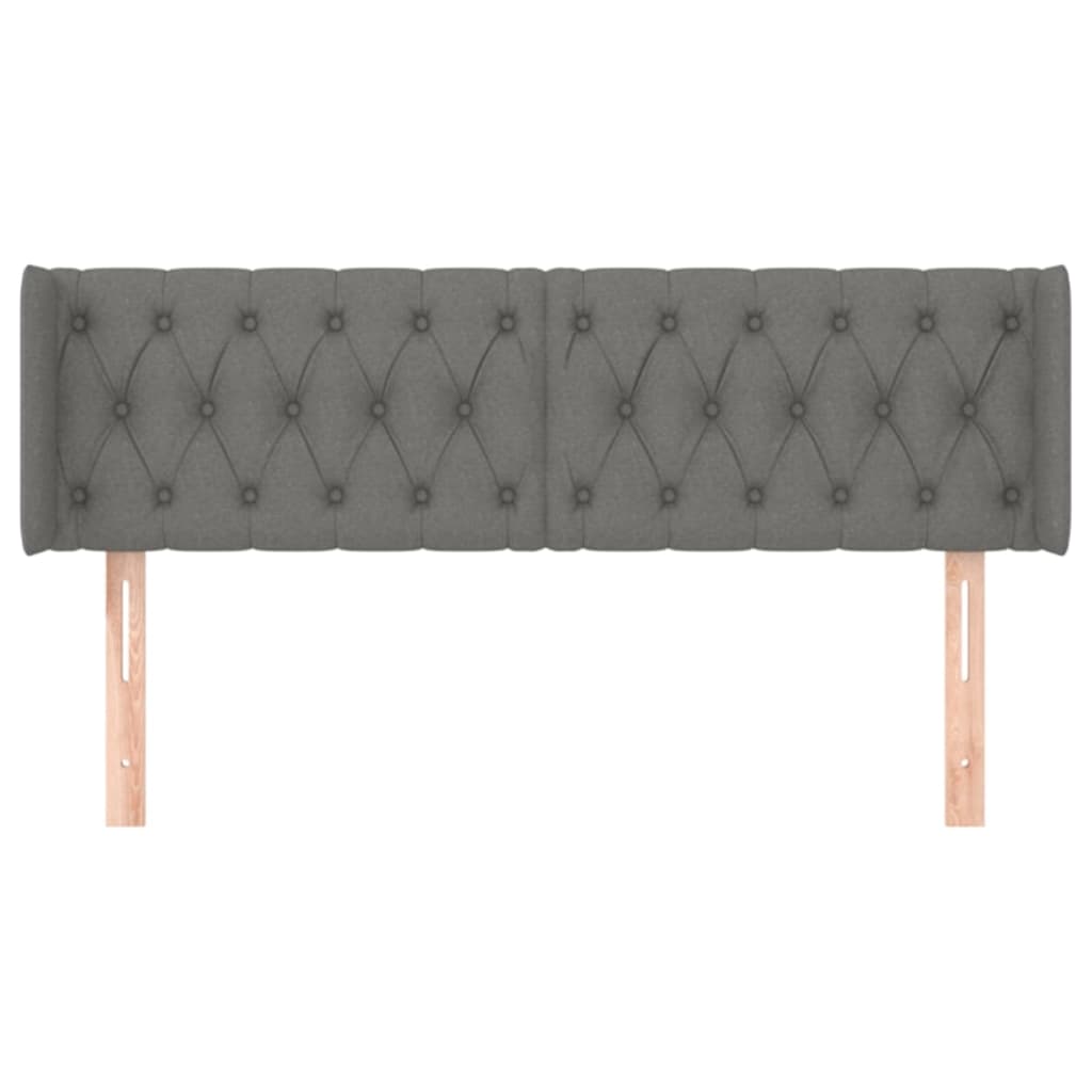 Hoofdbord met randen 147x16x78/88 cm stof donkergrijs is nu te koop bij PeponiXL, paradijselijk wonen!