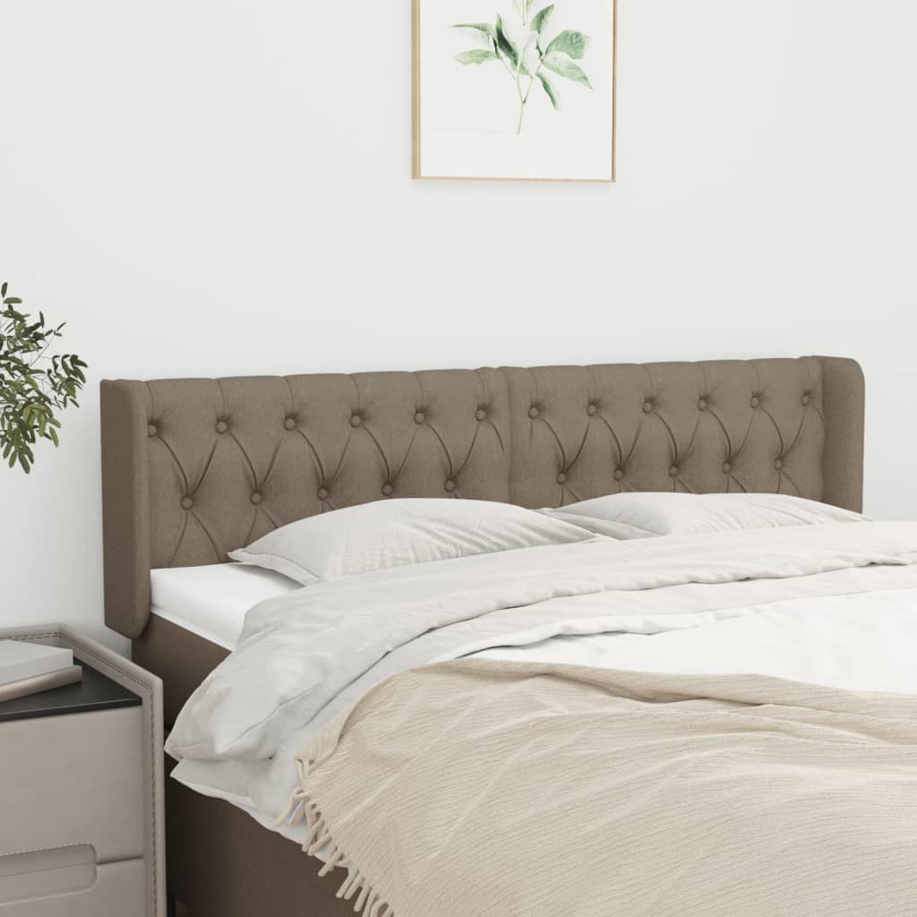 Hoofdbord met randen 147x16x78/88 cm stof taupe is nu te koop bij PeponiXL, paradijselijk wonen!