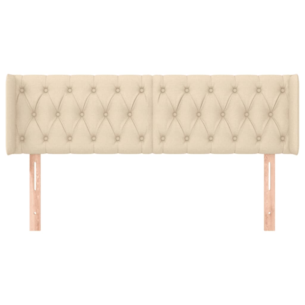 Hoofdbord met randen 147x16x78/88 cm stof crèmekleurig is nu te koop bij PeponiXL, paradijselijk wonen!
